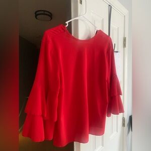 Boohoo Vibrant Red Layered Sleeve Blouse